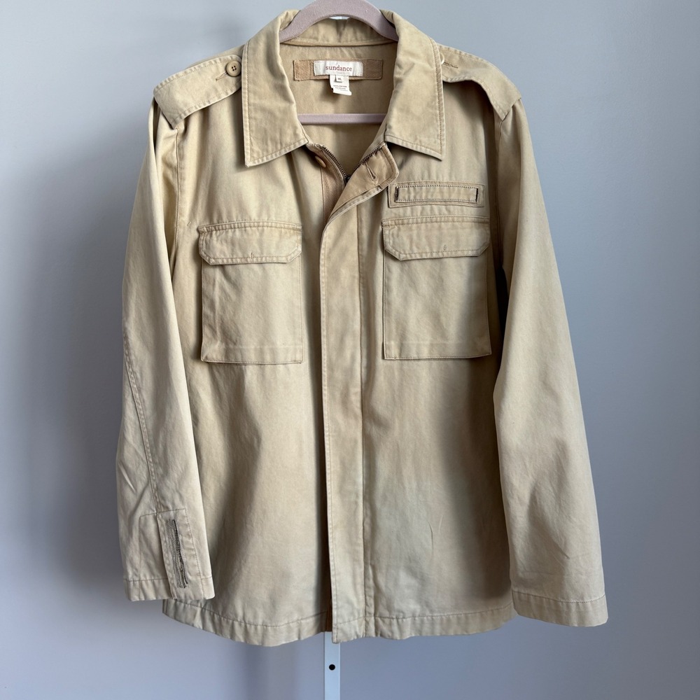 Sundance Cotton Rugged Outdoors Fisherman Western Military Utility Jacket XL Tan